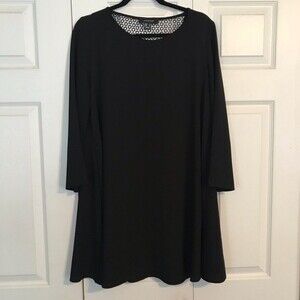 ATMOSPHERE Size 10 Black A-Line Style Crochet Dress Crewneck